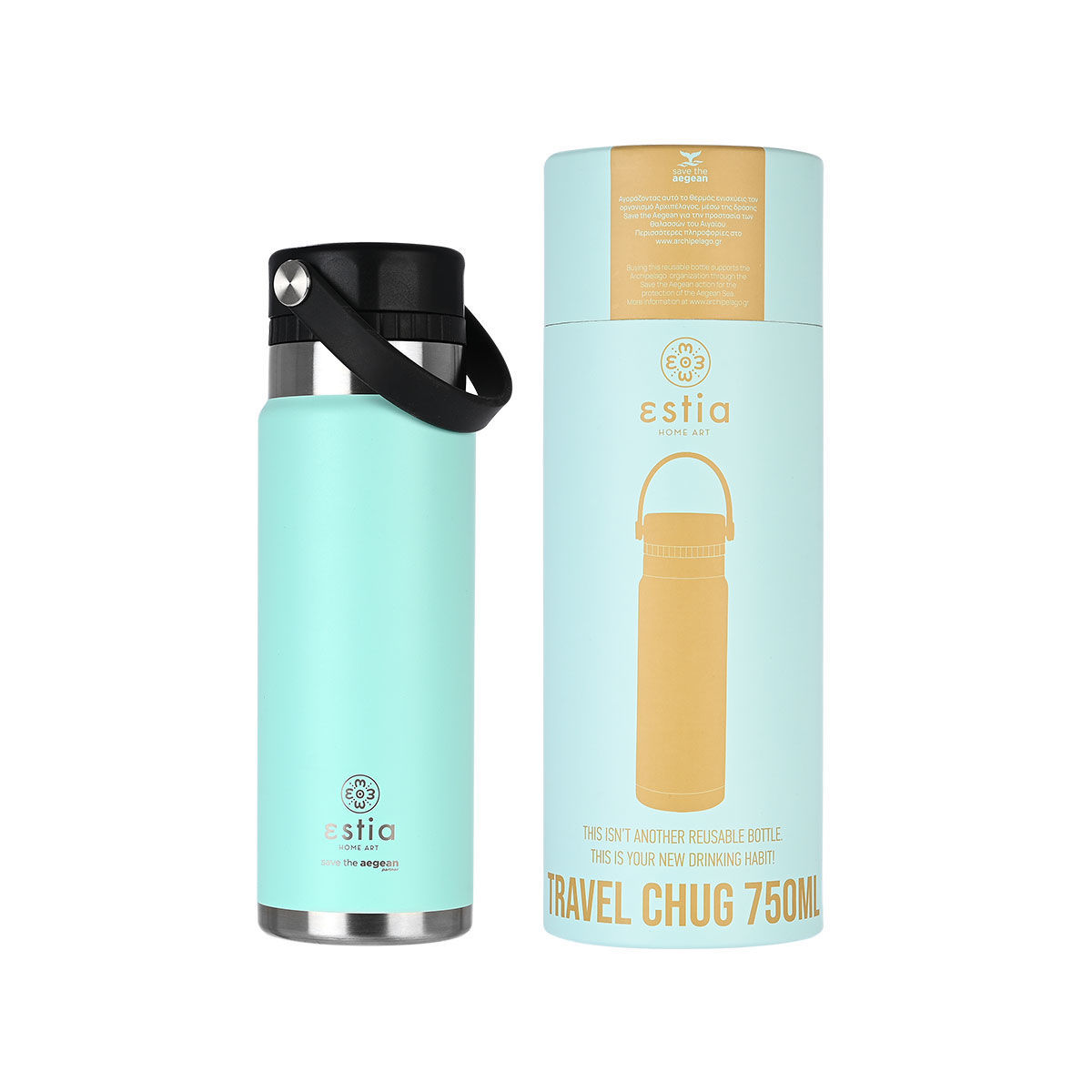 ΘΕΡΜΟΣ TRAVEL CHUG SAVE THE AEGEAN 750ml BERMUDA GREEN