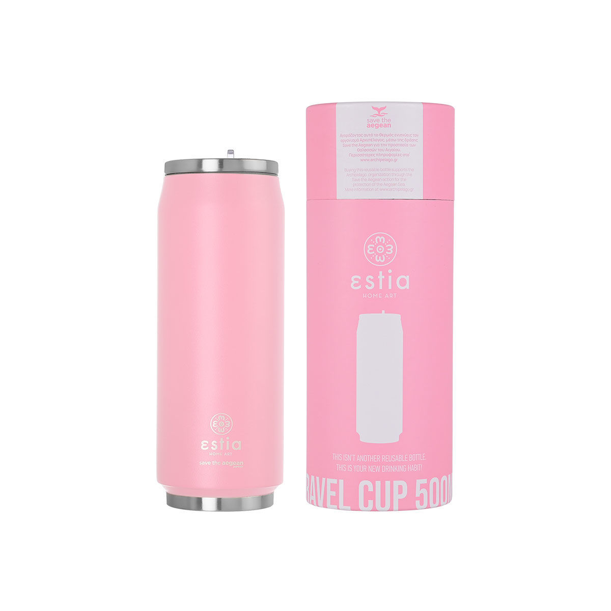 ΘΕΡΜΟΣ TRAVEL CUP SAVE THE AEGEAN 500ml BLOSSOM ROSE