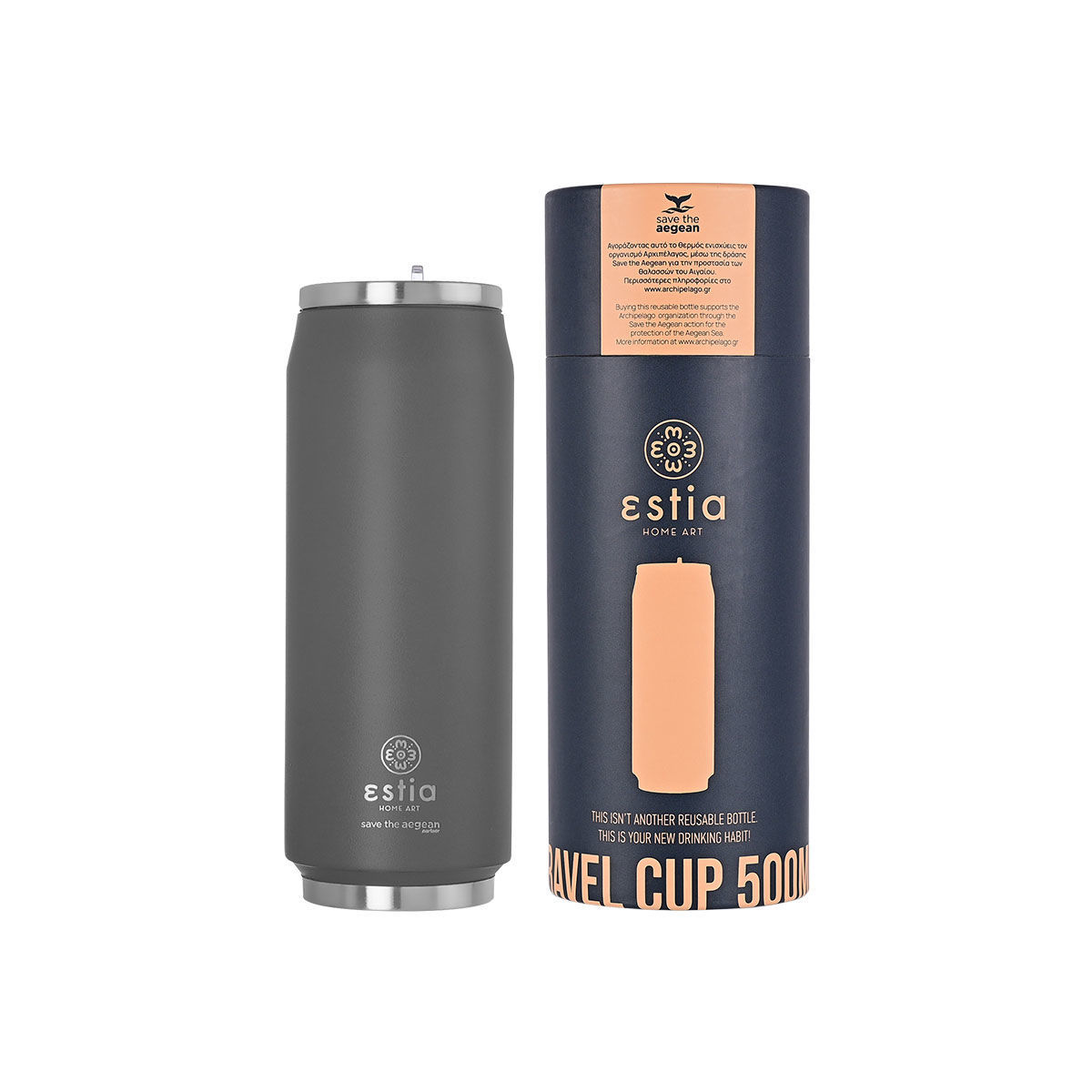 ΘΕΡΜΟΣ TRAVEL CUP SAVE THE AEGEAN 500ml FJORD GREY