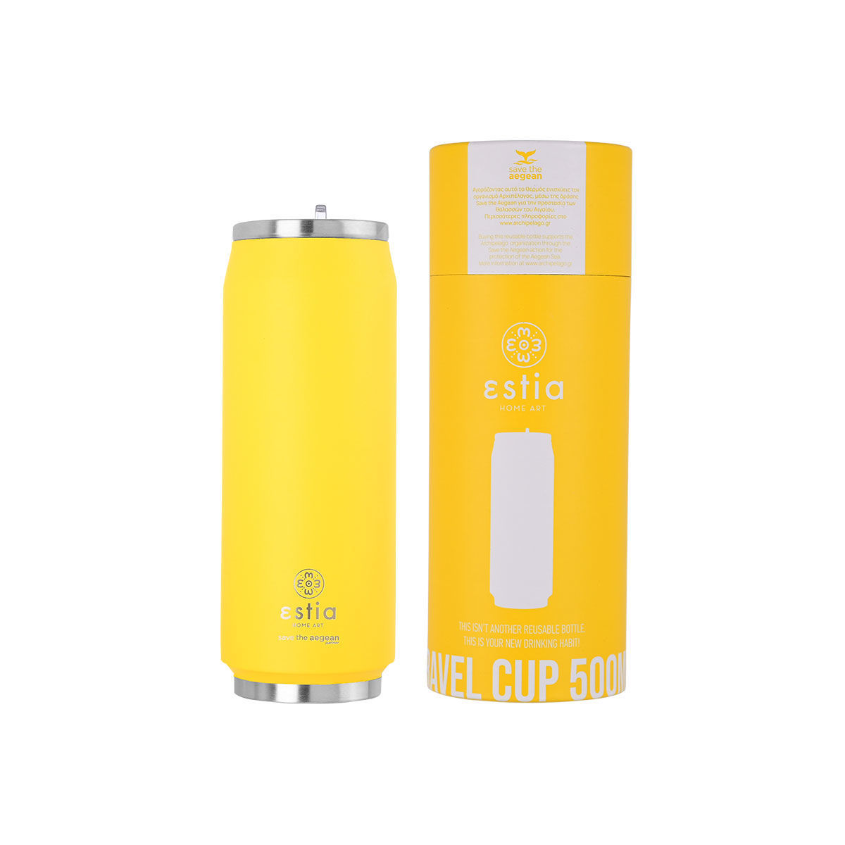 ΘΕΡΜΟΣ TRAVEL CUP SAVE THE AEGEAN 500ml PINEAPPLE YELLOW