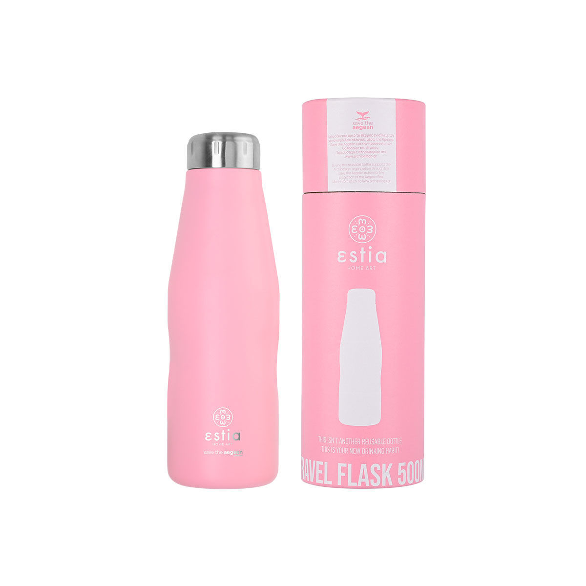 ΘΕΡΜΟΣ TRAVEL FLASK SAVE THE AEGEAN 500ml BLOSSOM ROSE