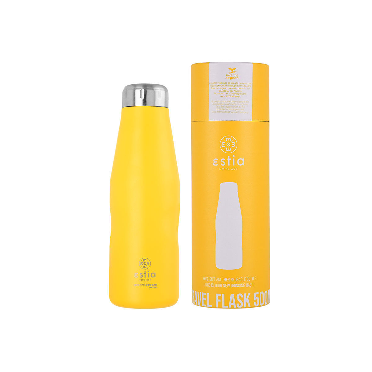 ΘΕΡΜΟΣ TRAVEL FLASK SAVE THE AEGEAN 500ml PINEAPPLE YELLOW