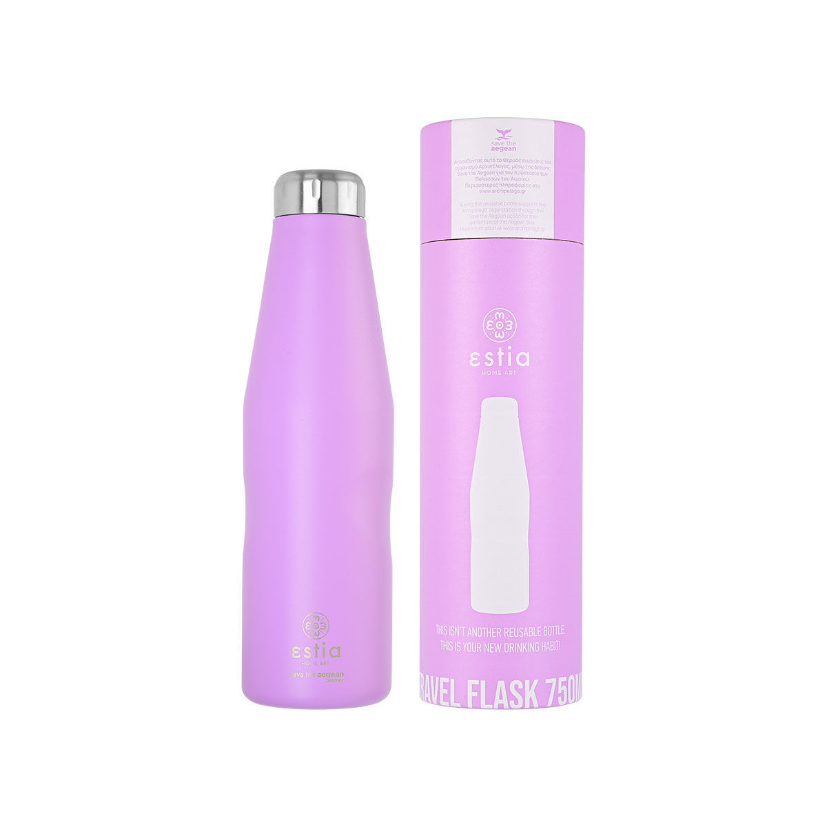 ΘΕΡΜΟΣ TRAVEL FLASK SAVE THE AEGEAN 750ml LAVENDER PURPLE