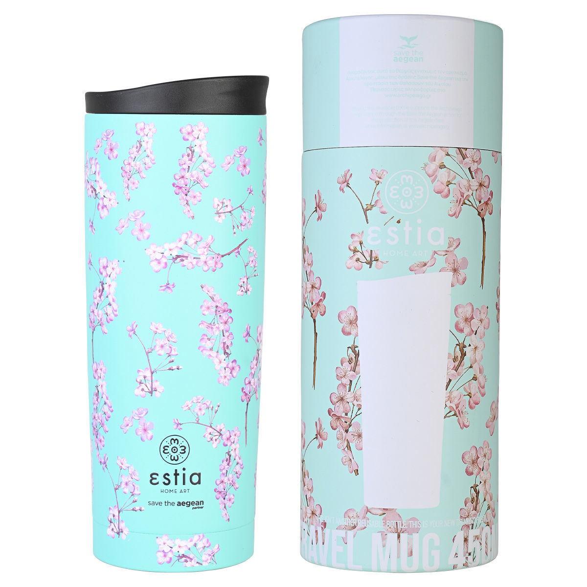 ΘΕΡΜΟΣ TRAVEL MUG SAVE THE AEGEAN 500ml BLOSSOM GREEN