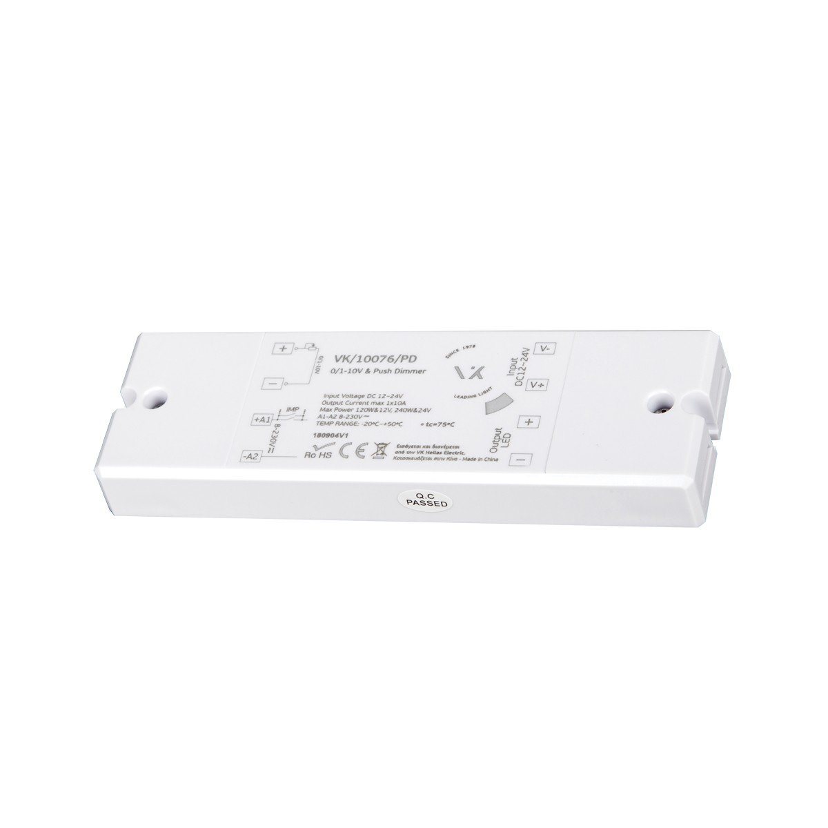 Led dimmer 12-24VDC 1X10A,120-240W,46.5X145X16 VK/10076/PD