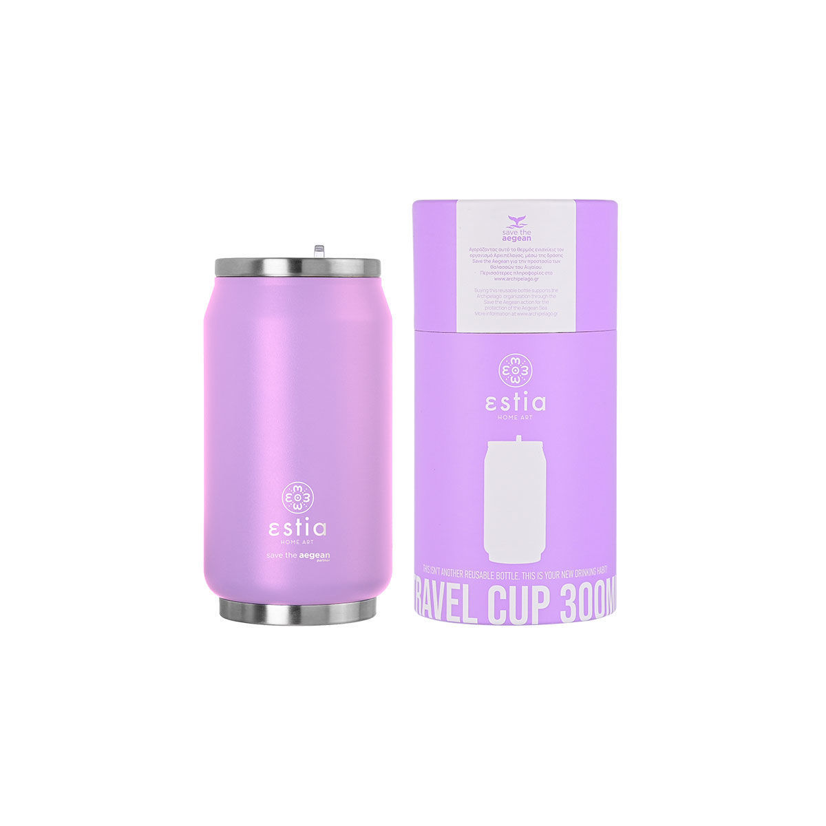 ΘΕΡΜΟΣ TRAVEL CUP SAVE THE AEGEAN 300ml LAVENDER PURPLE