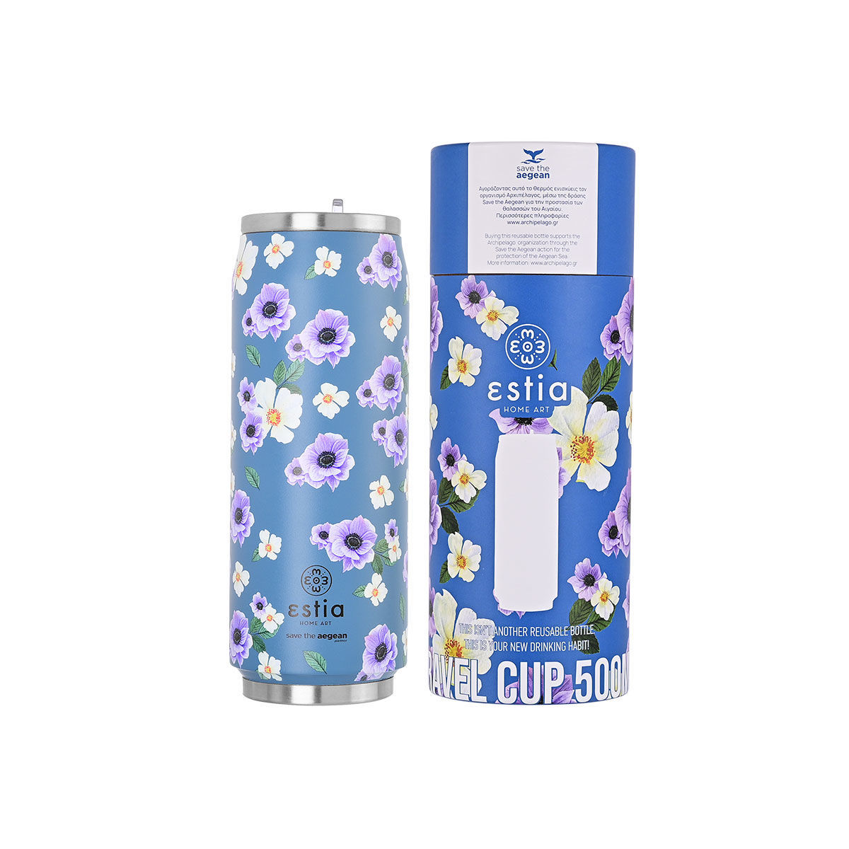 ΘΕΡΜΟΣ TRAVEL CUP SAVE THE AEGEAN 500ml GARDEN BLUE