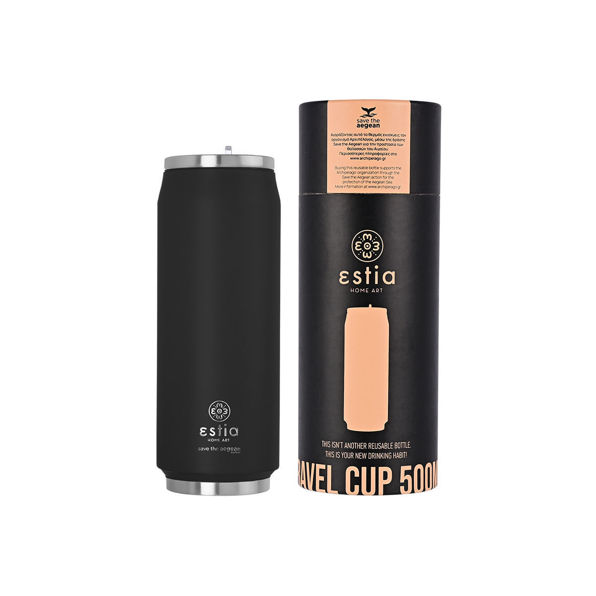 ΘΕΡΜΟΣ TRAVEL CUP SAVE THE AEGEAN 500ml MIDNIGHT BLACK