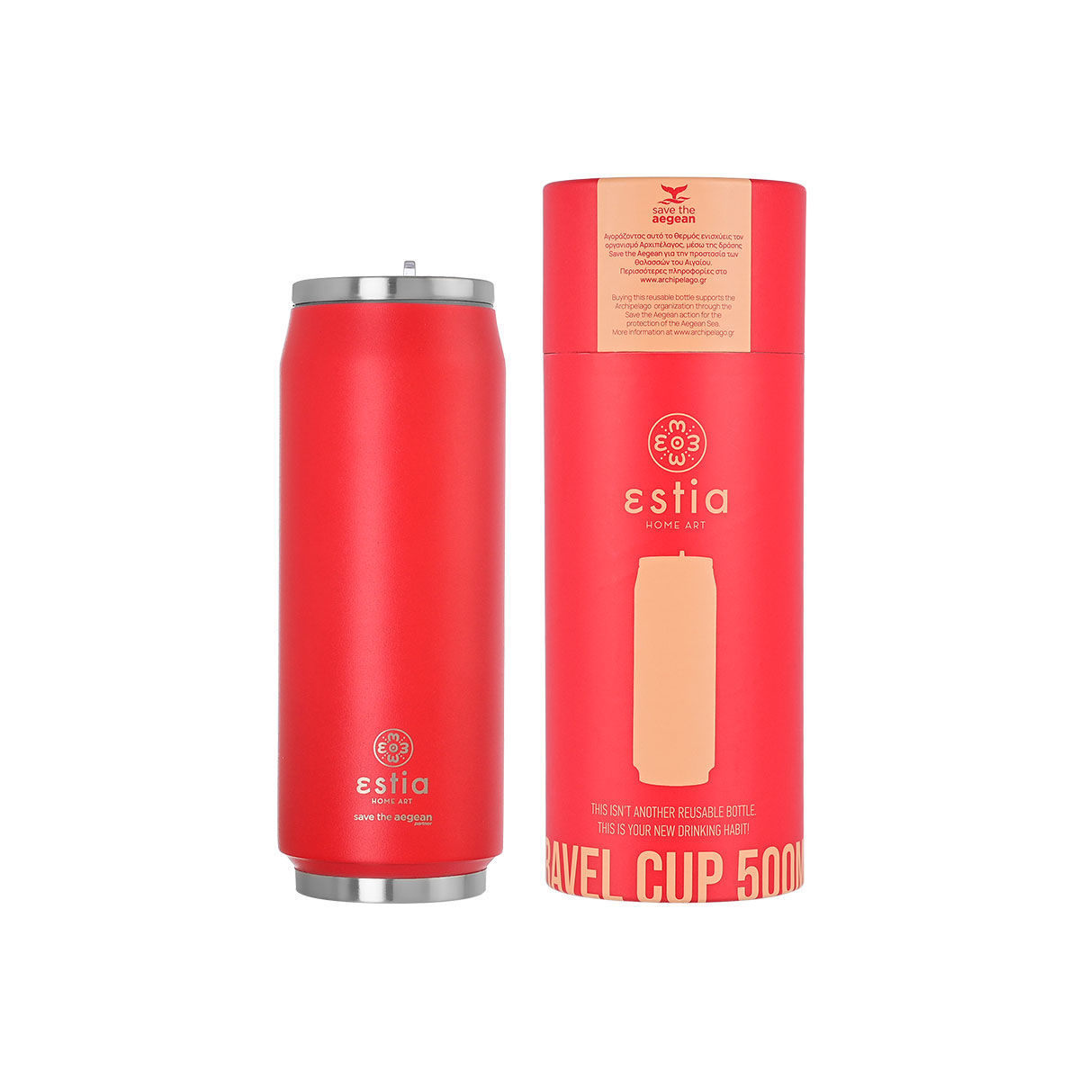 ΘΕΡΜΟΣ TRAVEL CUP SAVE THE AEGEAN 500ml SCARLET RED